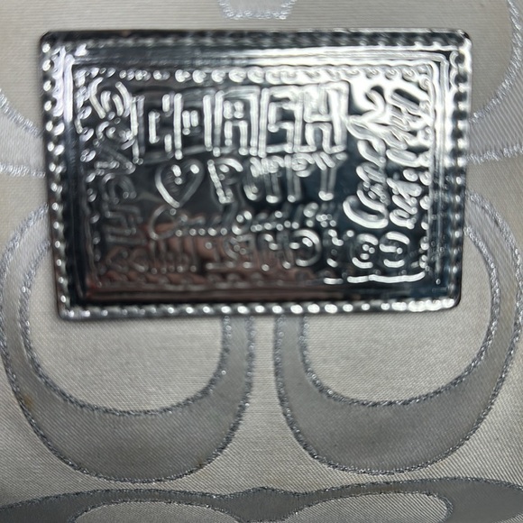 Coach Poppy medium satchel hobo Handbag M1093-17047 gray canvas metallic Accents - Picture 6 of 12